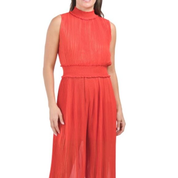 NWT NANETTE LEPORE Red Pleated Jumpsuit - Picture 1 of 9